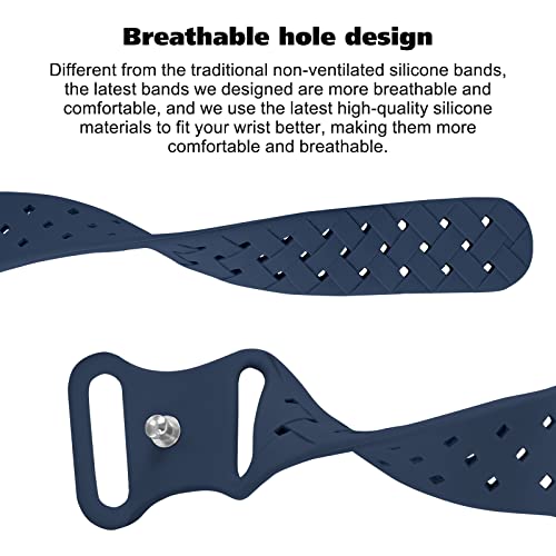 Image of Silicone Braided Weave Bands Compatible with Apple Watch 38mm 40mm 41mm 42mm 44mm 46mm 45mm 49mm, Replacement Sport Breathable Strap for iWatch Series 11 /10 /9 /8 /7 /6 /5 /4 /3 /2 /1 Ultra SE Women Men, Abyss Blue