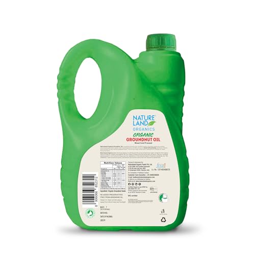 Image of Natureland Organics Groundnut /Peanut Oil 5 Ltr. - Cold Pressed Organic Healthy Oils (Pack of 3)