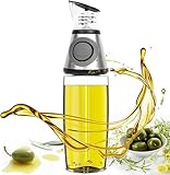 Nemufy Olive Oil Dispenser Bottle for Kitchen with Measurement Scale Cooking Oil and Vinegar Soy Sauce Bottling Clear Glass Oil Bottles Oil Pot Oil Container, 17oz/500ml