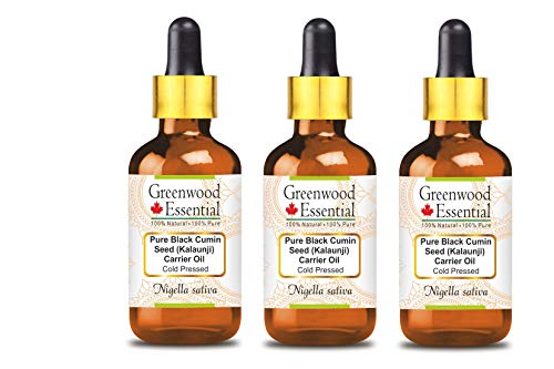 Huile de graines de nigelle premium Greenwood Essential lot de 3 flacons en verre de 100 ml