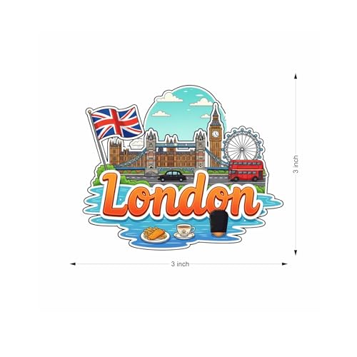 Image of Premium Laser Cut MDF Fridge Magnet for Home Decor, Vibrant Layered Travel Artwork Souvenir Gift with Strong Magnetic Hold, Refrigerator Decoration for Kitchen & Office - London