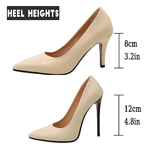 Alyaafifa Sexy Stiletto High Heel Pumps for Women Closed Pointed Toe Slip On Patent Leather Dress Shoes Formal Elegant Party Event Prom Wedding Business3