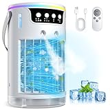 Portable Air Conditioners, Personal Evaporative Air Cooler 1200ML with Ice Cooling Mist Fans That Blow Cold Air Like AC Mini AC Unit for Bedroom, Home Office Desk and Car RV (White)