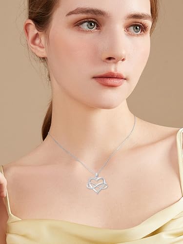 ZBA Natural Diamond Infinity Heart Necklace for Women S925 Sterling Silver Infinite Love Jewelry Gifts (Color F-G/Clarity I1-I2)2
