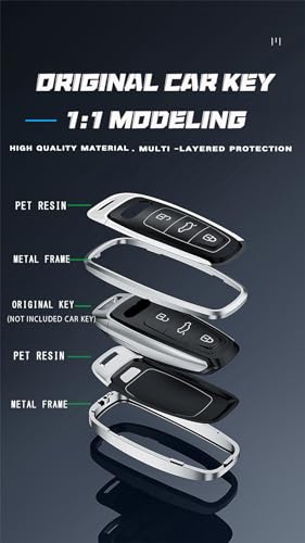 Clé de voiture intelligente Audi en métal : coque luxe 3 boutons pour A3 A6 Q7 Q8 C8 E-tron