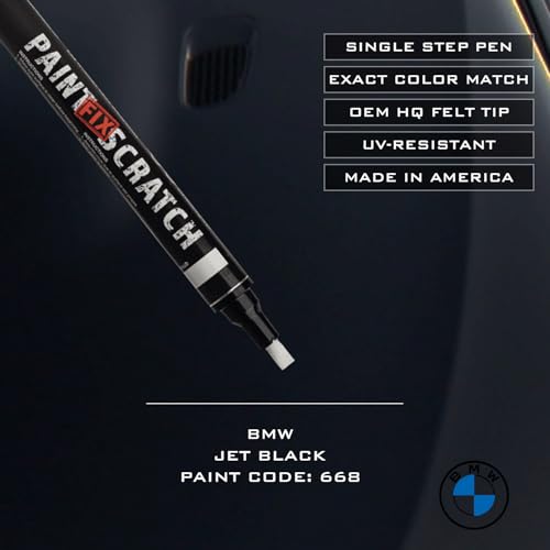 Image of Paint Scratch Fix Exact BMW Touch Up Paint For Jet Black 668, Car Paint Pen, Auto Marker For Scratches, Fixed Keyed Car And Stone Chips, Manufacturer Exact Color Code Match, (BMW - Jet Black - 668)