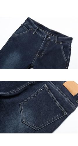 Men Winter Fleece Straight Jeans Thickened Warm Fleece Denim Pants Male Loose Trousers2