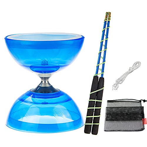 Triple Bearing Diabolo Set with Spare 10m Rope 2 Professional Pole and Net Bag 4 Colors Option