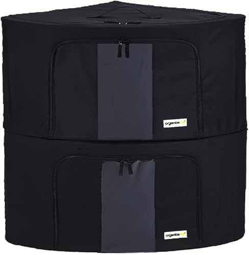 Organizador plegable de almacenamiento de ropa, organizador de esquina con asa fuerte, tela de calidad para cajas plegables de armario, paquete de 2