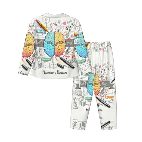 Pyjama 2 pièces imprimé cerveau humain en coton pour nuit originale