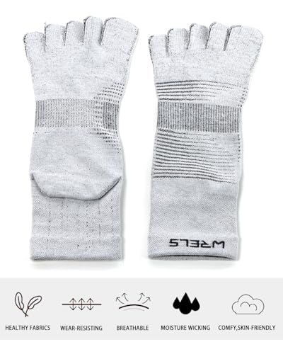 Image of WRELS Coolmax Toe Socks for Men Women,Athletic High Performance Cushion Crew Socks for Running Working(3 Pairs)