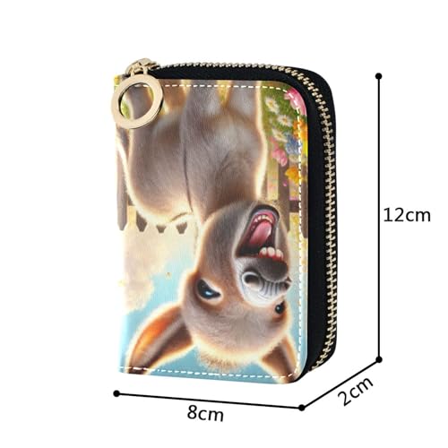Funny Donkey Animal Print Women's Wallet Small Card Holder Wallets RFID Blocking Leather Zipper Travel Wallet with Key Ring3