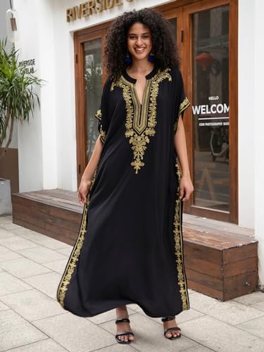 Kaftan Dresses Maxi Cover Up Batwing Sleeves Swimwear Bohemian Floral Print Loungewear Resort Vacation4
