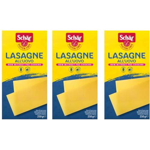 Schär Lasagne All'Uovo Senza Glutine, Senza Precottura, 250g, Confezione da 3