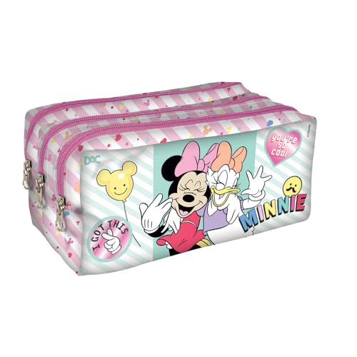 DAC - Estojo Triplo com 3 Zíperes em Tecido - Minnie