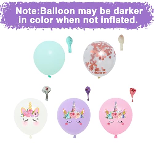 Image of Unicorn Pastel Balloons - 51pcs Light Pink Purple Macaron Tiffany Blue White Confetti Latex Balloons for Girls Women Unicorn Birthday Baby Shower Wedding Princess Party Decorations