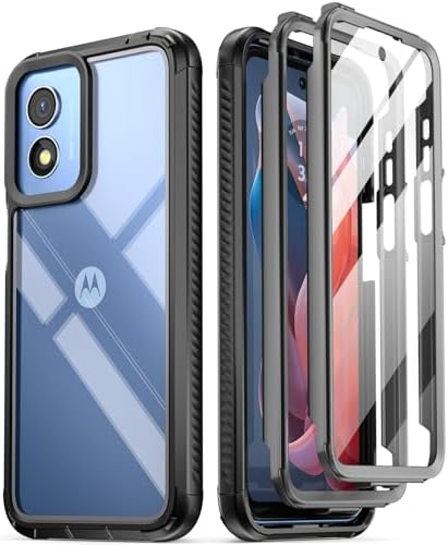 Poetic Revolution Case for Motorola Moto Edge 2025 [Not for 2024 Version], [Slide Camera Cover], Full-Body Military Grade Rugged Shockproof Cover with Kickstand and Built-in-Screen Protector, Black