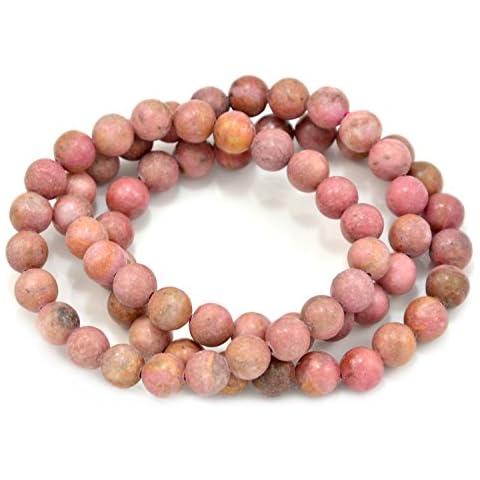 Paialco Jewelry 6MM Rhodochrosite Mineral Round Gemstone Beads Stretch Bracelets, Pack of 3 Cover