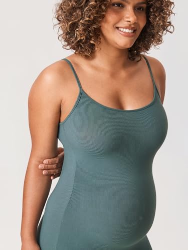 Momanda Women' S Maternity Dress Ribbed Spaghetti Strap Bodycon Dresses Square Neck Maternity Clothes For Baby Shower Midnight Emerald Medium thumb #4