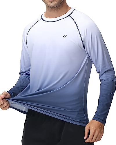 Image of Satankud Men's Swim Shirts Rashguard Sun Shirt UPF 50+ UV Sun Protection Outdoor Long Sleeve T-Shirt Swimwear
