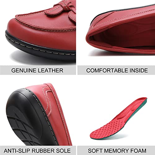 Image of Maichal Loafers for Women Slip On Comfort Leather Tassel Dress Shoes
