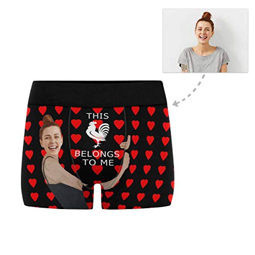 Custom Face Shorts Underpants Briefs with Photo Personalized Face Underwear This Cock Belongs to Me Red Hearts (XS-3XL)2