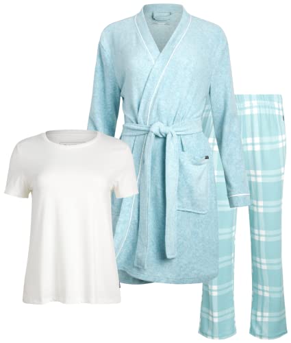 Eddie Bauer Women’s Pajama Set – 3 Piece Sleepwear Set - Bathrobe, T-Shirt, and Lounge Pants Set for Women (S-XXL)