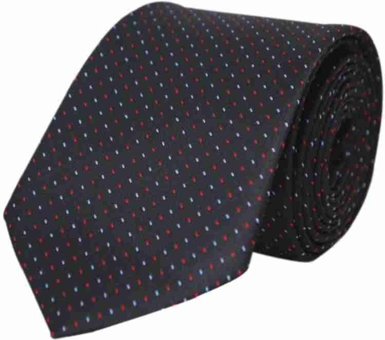 Self Design Polka Dot Microfiber Formal Tie for Men & Boys | Stylish Necktie for Weddings, Office & Casual Wear | Black-image-34