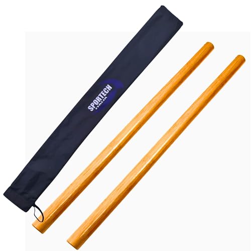 Sportech Italia Tige Escrime en rotin Arts Martiaux Philippines Silat Kungfu Kali Arnis Eskrima (Paire avec étui, Naturel)