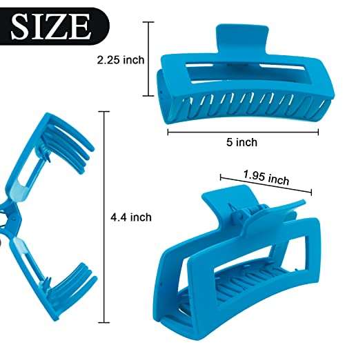 4 Pack Extra Large Hair Claw Clips For Women, 5'' Hair Clips For Thick And Long Hair, 90'S Non-Slip Square Jaw Clips For Curly Hair, Strong Hold Bright Hair Clamps(Yellow, Blue, Green, Rose Red) #TOP4