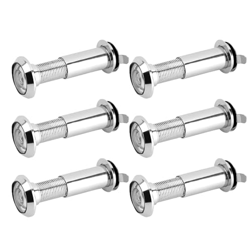 Jiawu Mirilla para puerta, ángulo amplio de 220 grados, antirrobo, ajustable, paquete de 6, con cubierta trasera, para puertas de madera, fibra de vidrio y metal miniatura 3