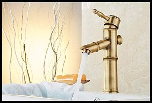 Robinet de lavabo chaud et froid laiton antique résistant pour vasque rétro - 6