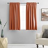 DONREN Burnt Orange Blackout Curtain Drapes for Bedroom - 48 Inch Length Small Window Treatment Rod Pocket Curtain Drapes (Set of 2 Panels,52 W x 48 L)