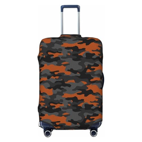 VOSERY Luggage Cover Protector Suitcase Cover - Orange Grey Camouflage High Elasticity Suitcase Covers Protector for Luggage (No Luggage)