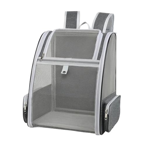 ペットキャットバッグ アウトドア 旅行用 リュック 猫用 小型犬用 通気性 キャットキャリーバッグ 6kg以内の猫に最適(Grey)