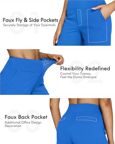 Image of G4Free EverGoing Yoga Pants Women Wide Leg Pants with Pockets High Waist Stretch Dress Casual Sweatpants Petite /Regular /Tall