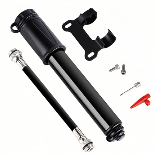 YIAGUN Bomba de aire portátil de aleación de aluminio para bicicleta, inflación súper rápida de neumáticos compatible con marco de válvula universal Presta y Schrader montado para carretera, aguja de