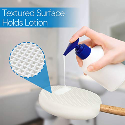 Rms 17.5" Long Lotion Applicator With 4 Pads - Long Handle For Easy Reach And Self Application Of Body Wash - Shower Brush For Both Men And Women (Travel Bag Included) #TOP3