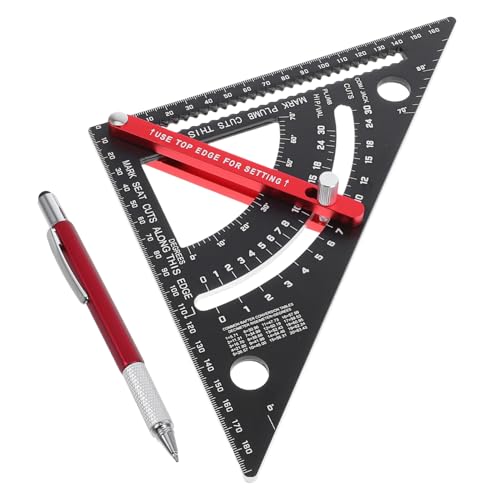 SEWACC 7 Adjustable Carpenter Square Ruler Aluminum Angle Ruler with Dual Measurement Scales for Woodworking Drafting and Engineering Includes Sturdy Ballpoint Pen