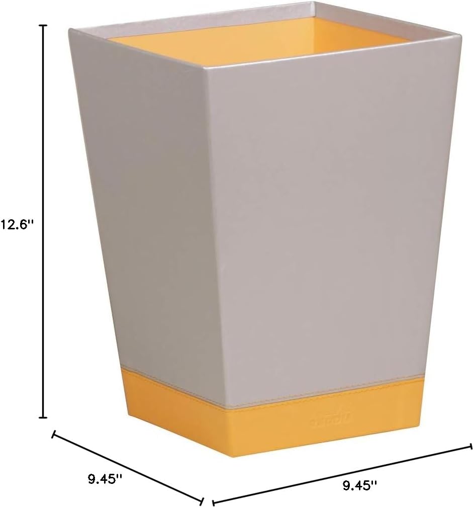 RHODIA 318826C - Anise Waste Paper Bin - 24x24x32 cm - Orange Saddle Stitching - Faux Leather Exterior - Rhodiarama Home Office Collection - Office Organization & Designer Storage