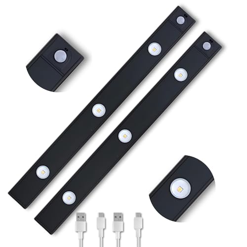 Hareket Sensörlü Ledli Gece Lambası, Parlaklık Ayarı Yapılabilir, 3000K-6000K, 3 Mod, Kablosuz, Merdiven Aydınlatması, USB Şarj Edilebilir Işık, LED Manyetik Lamba (Akasya - Siyah 60 Cm)