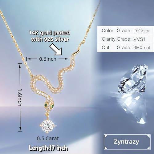 Moissanite Necklace – 14K Gold Plated 925 Silver, Handmade with CZ & 0.5 Carat Center Stone | Elegant Gift for Her2