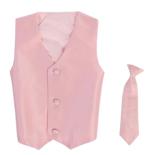 Vest and Clip On Baby Boy Necktie set - PINK - 4T