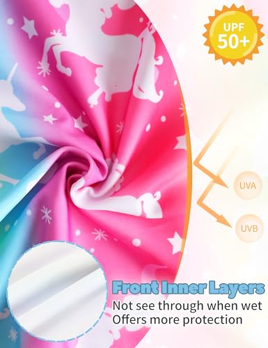 TENVDA Girls Swimsuit Long Sleeve Rash Guard Sets UPF 50+ Two Piece Bathing Suits Size 3-12 Years4