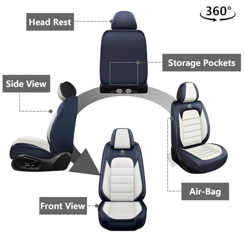Image of Car Seat Covers for Ford F-150 F-250 F-350 XL XLT STX Lariat King Ranch Platinum Raptor Seat Covers 2007-2026, Waterproof Seat Protectors(Standard 2 Seats /Black&White)