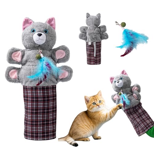 Cat Wrestling Glove with Bell & Catnip - Cats Puppet Wrestler with Tough Padding for Safe Play Interactive Puppet Toy for Indoor Play Exercise & Boredom Relief Family Bonding & Feline Training