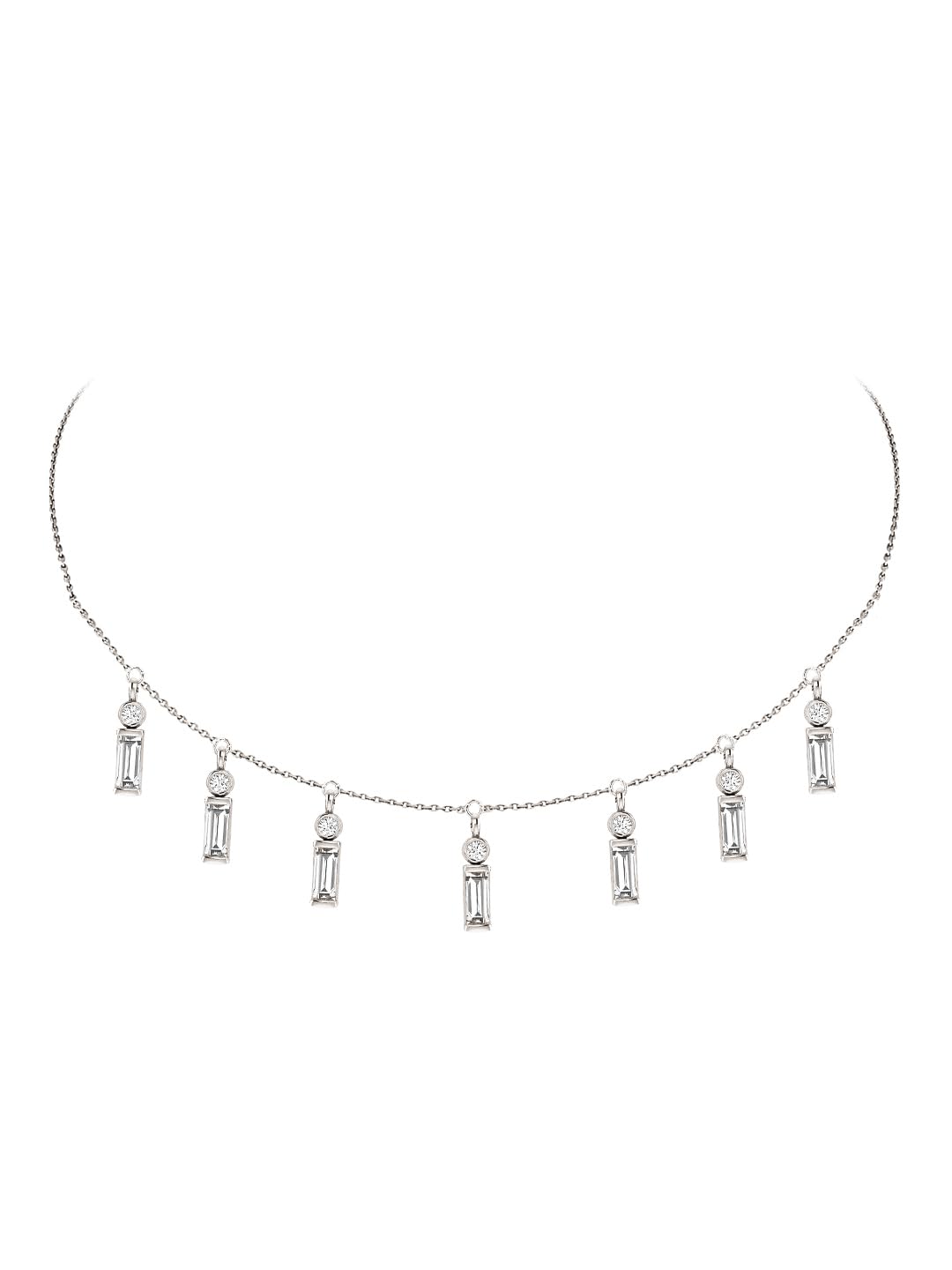 MINUTIAE Crystal Diamond Dainty Dangle Charm Choker Necklace | Tiny Cute Bar Drop Dangling Necklaces for Women (Silver) (B0CR6DSKWS) Amazon Price History, Amazon Price Tracker