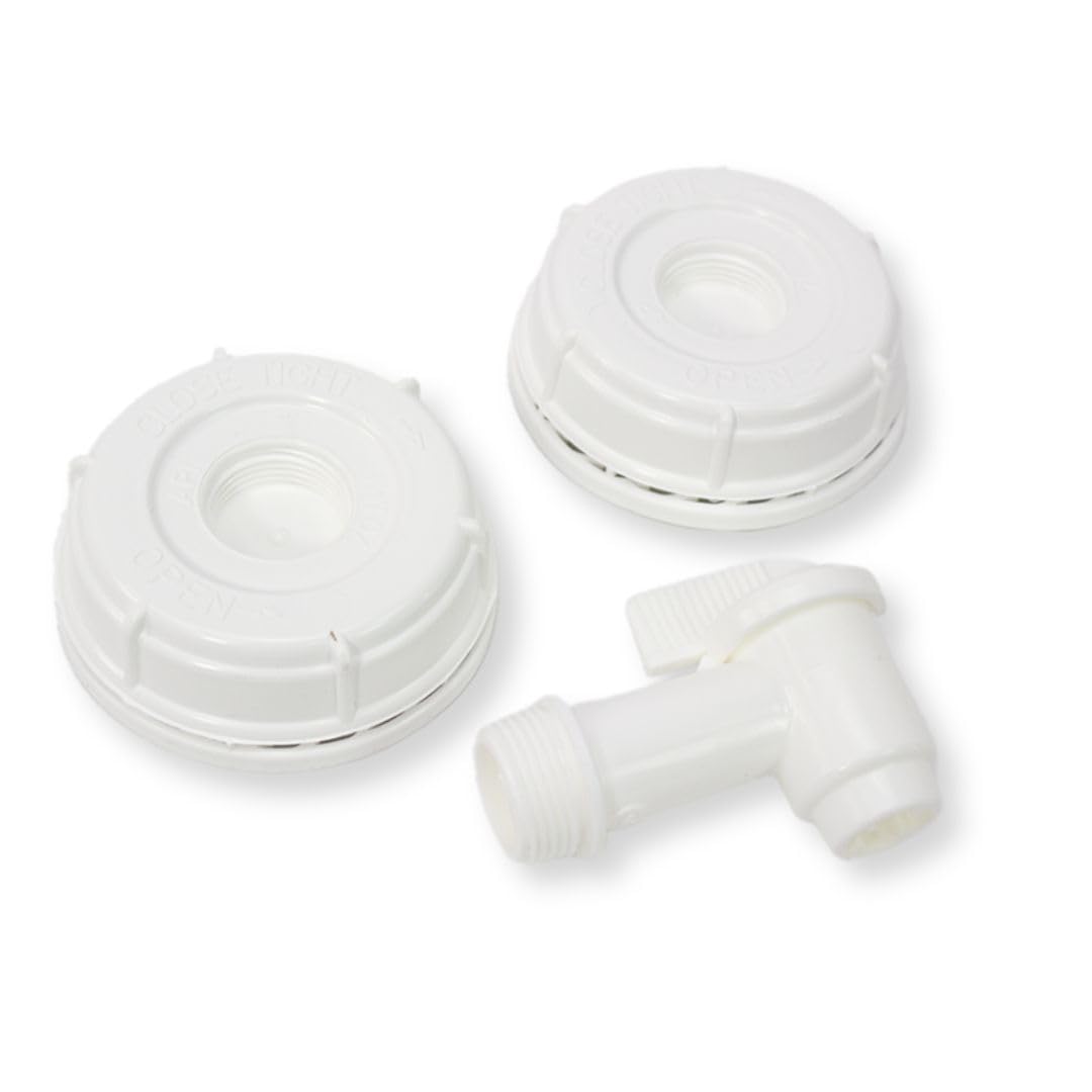 2 Lids and 1 Spigot for API Kirk Samson Stackers (ONLY) Accessory Kit for 5 and 6 Gallon - 3/4" NPT Spigot and 70mm gasketed caps