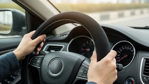Image of Car Steering Wheel Cover | Easy to Use |- Breathable Anti-Slip Steering Wheel Protector | Steering Wheel Cover for All Cars.