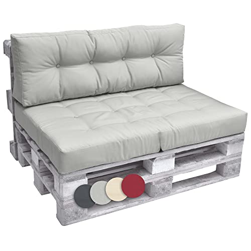 Beautissu Set Palettenkissen Outdoor 1x Sitzkissen 120x80cm & 1x...